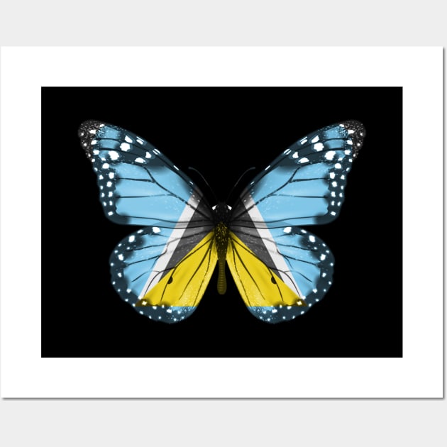 St Lucian Flag  Butterfly - Gift for St Lucian From St Lucia Wall Art by Country Flags